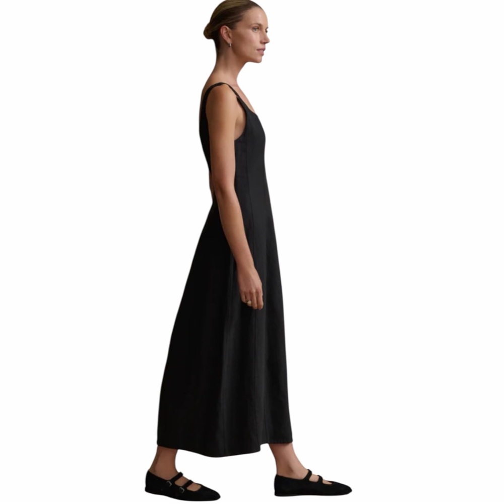 NWT Jenni Kayne Kinney Dress in Black Size Large 100% Linen Midi Length - Picture 5 of 12